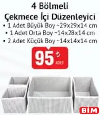 4 BÖLMELİ ÇEKMECE İÇİ DÜZENLEYİCİ